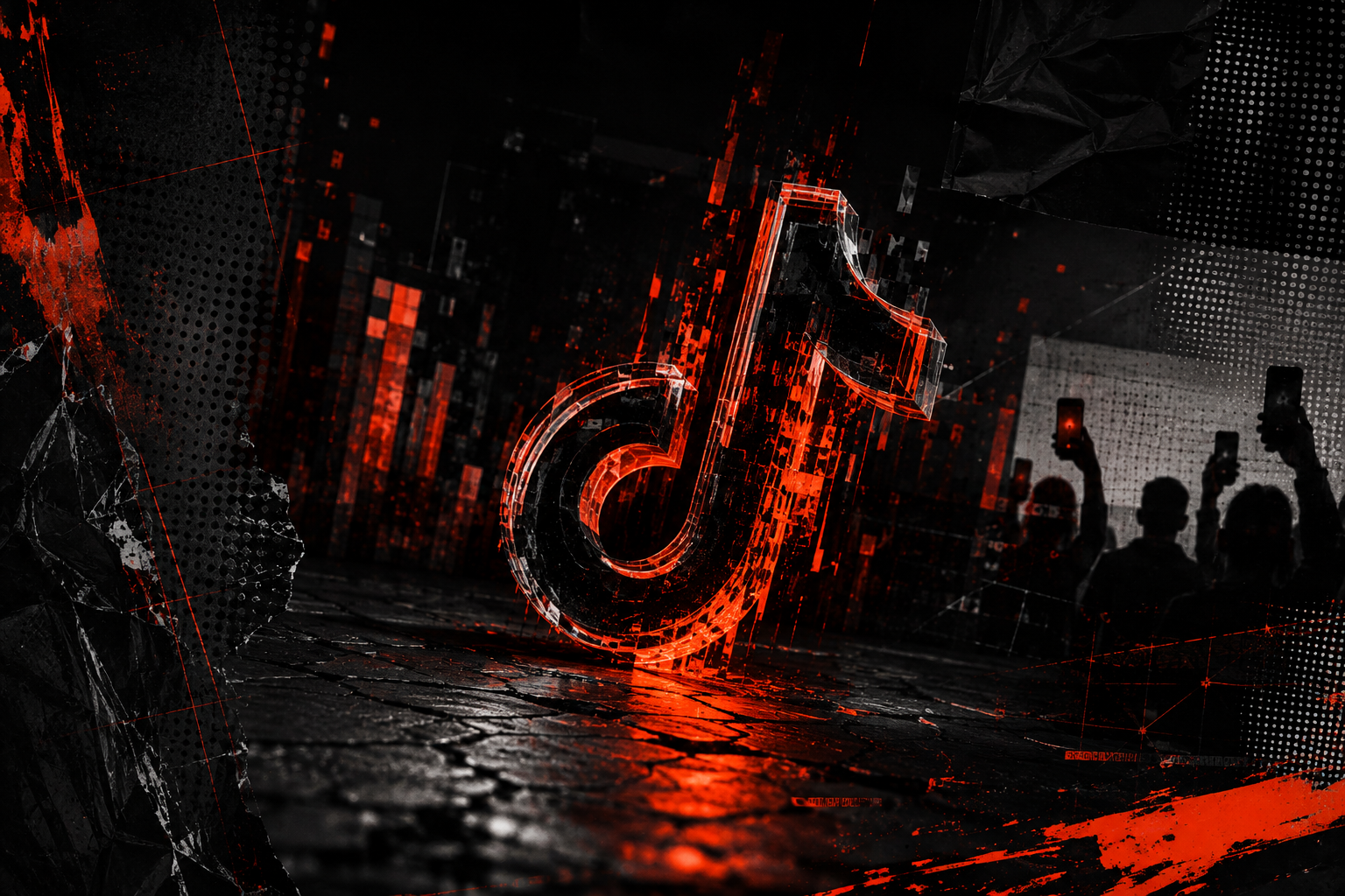 TikTok creative burnout: glowing TikTok logo in red