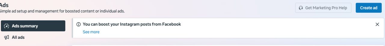 create ad button